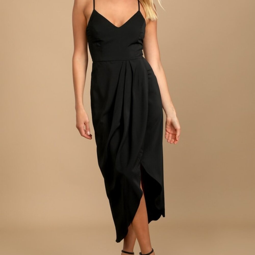 Lulus Reinette Black Midi Dress - Size M